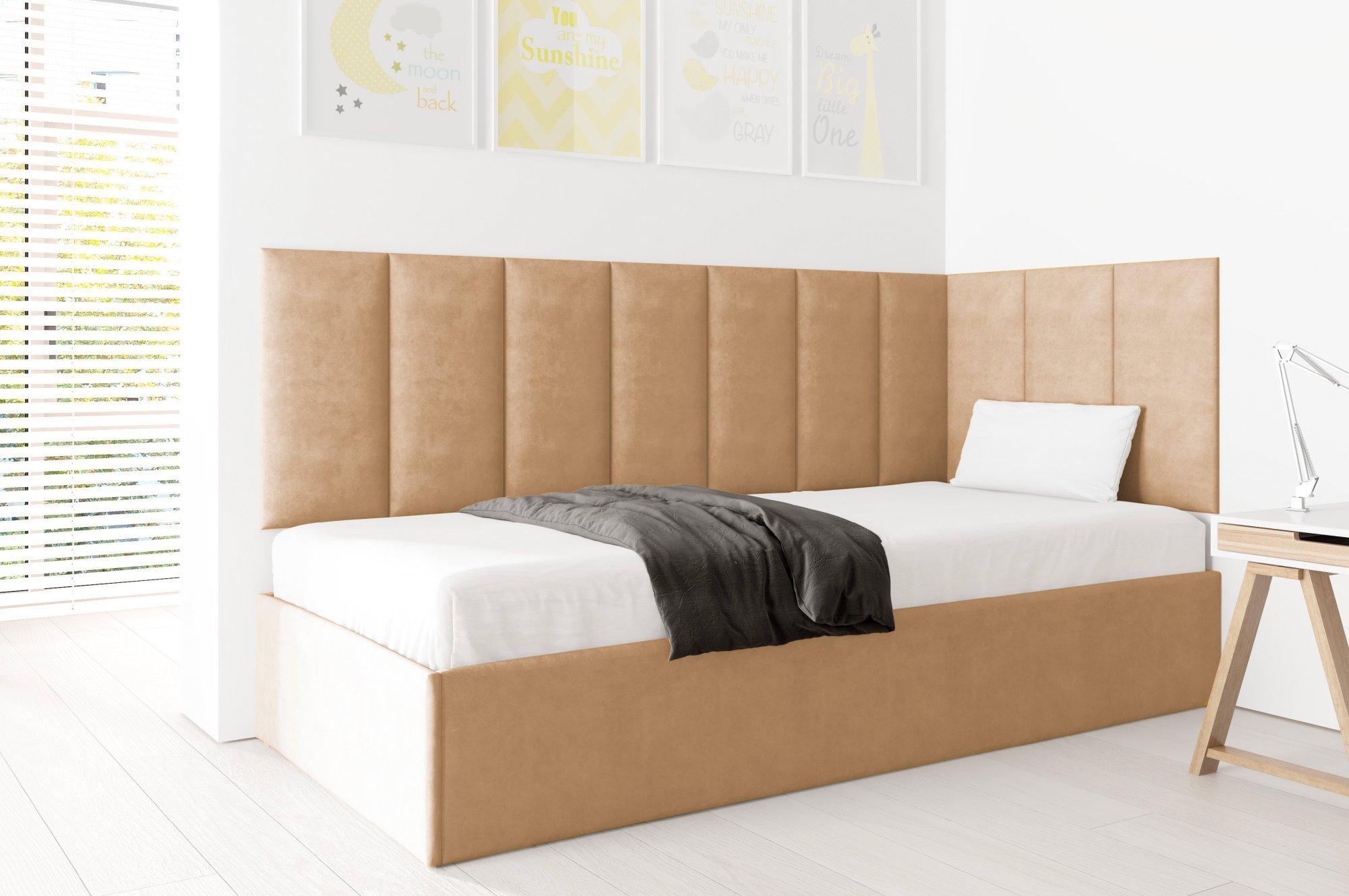 Eka Čalouněná postel Lucy s čalouněnými panely ZDARMA - 90x200 cm :