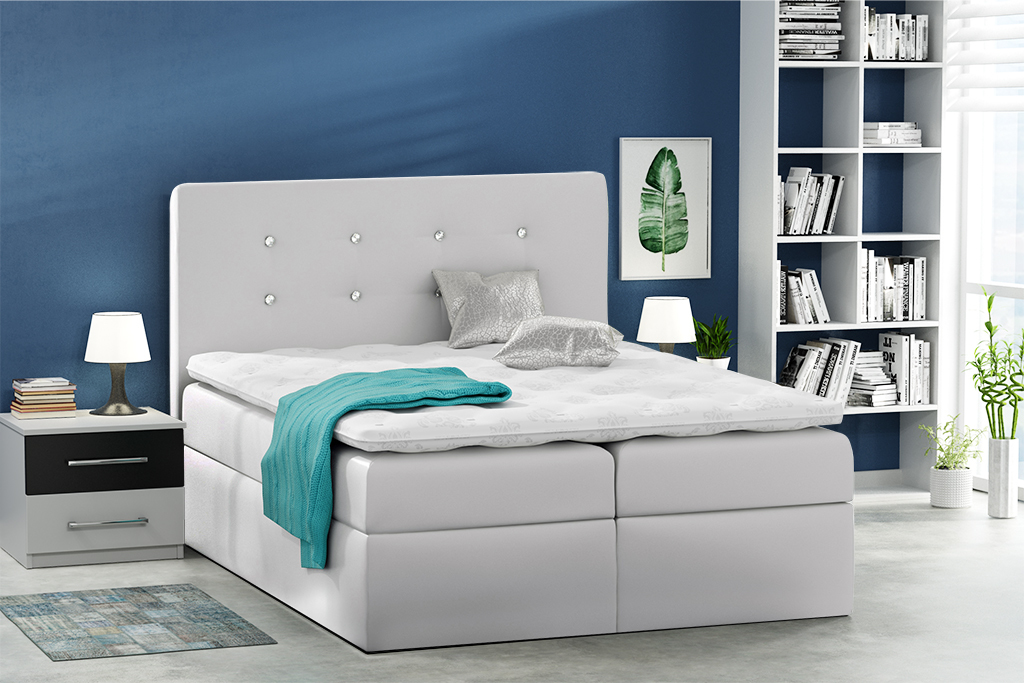 Eka Kontinentální čalouněná postel Nora - Eko-kůže s dekorací (120x200 cm) :